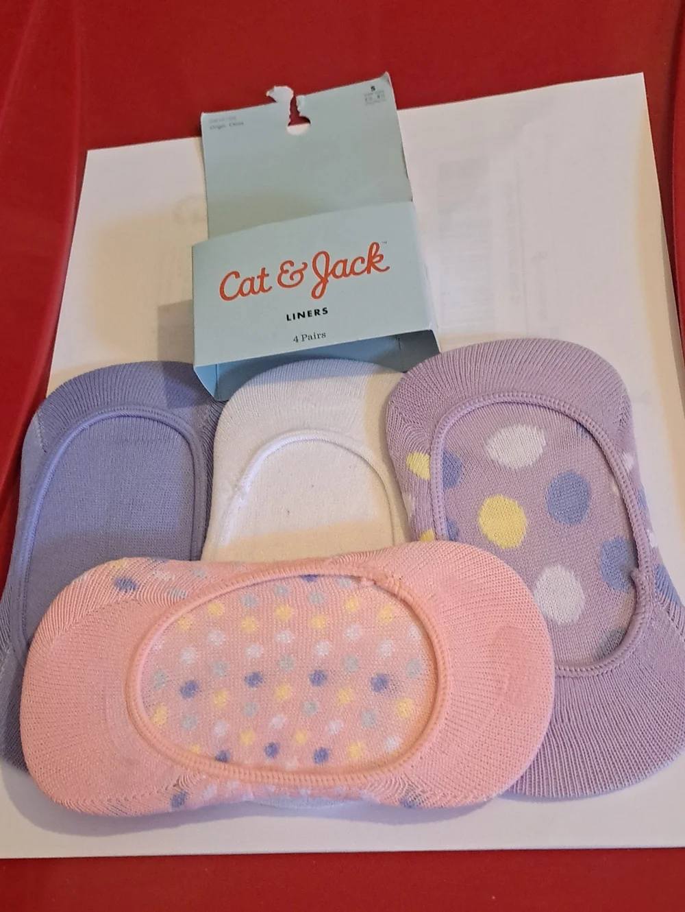 Cat & Jack Pastel Pink, Lavender & White No-Show Liner Socks - 4 Pack
